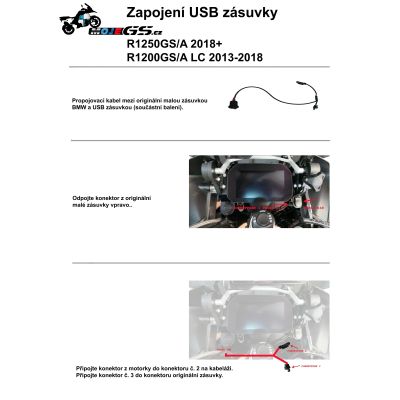 2x USB zásuvka s držákem pro BMW R1250GS/A, R1200GS/A LC 2013-2018
