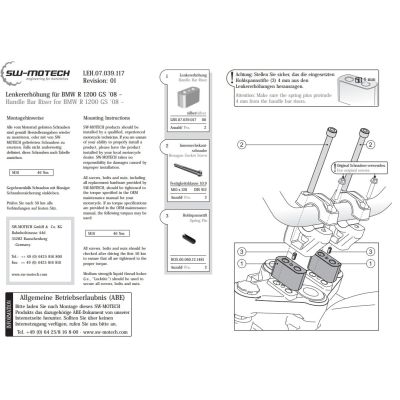 Zvýšení řidítek 30mm nahoru R1200GS/A 2008-2012