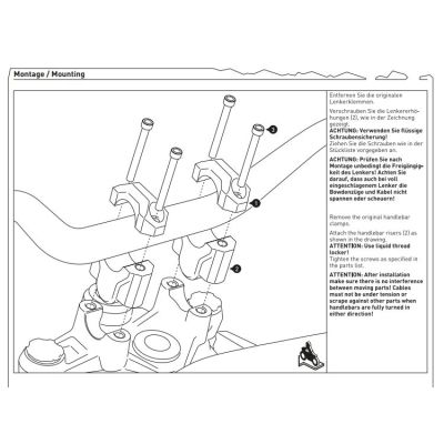 Zvýšení řidítek 40mm nahoru pro R1250GS/A, R1200GS/A LC 2013-2018, stříbrné