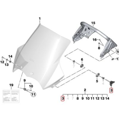 Šroub seřízení plexi pro BMW R1200GS/A 2004-2012