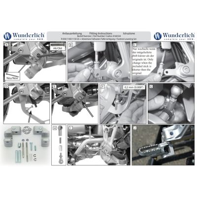 Snížení stupaček Wunderlich o 4cm pro R1150GS/A, R1100GS