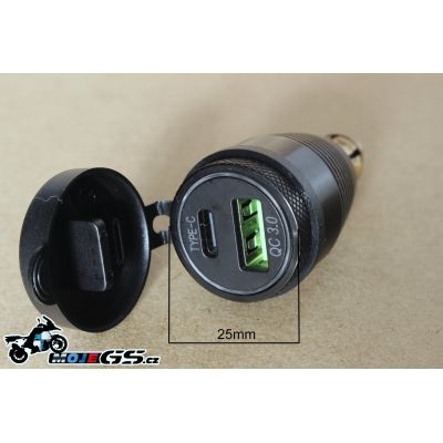 Adapter z 12V na USB-C a USB-A do mini zásuvky (3000mA)