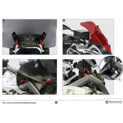 Antivibrační výztuha plexi Wunderlich pro BMW R1250GS/A 2018+, R1200GS/A LC 2013-2018