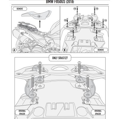Kovová plotna pod topcase Kappa/Givi pro BMW F850GS