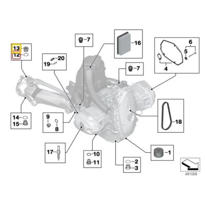 Napouštěcí šroub oleje v kardanu R1250GS/A, R1200GS/A LC 2013-2018, R1200GS/A 2004-2013