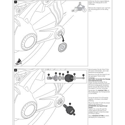 Padací protektor SW-Motech na kardan pro R1300GS 2023+, R1250GS/A 2018-2024, R1200GS/A LC 2013-2018, R1200GS/A 2004-2012