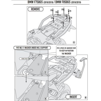 Kovová plotna pod topcase Kappa/Givi pro BMW F850GS, F750GS (plastový nosič)