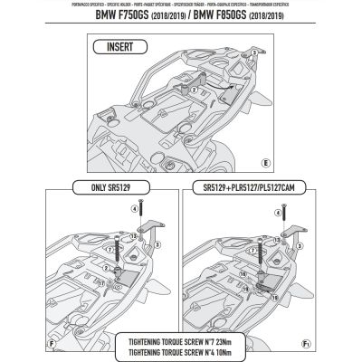 Kovová plotna pod topcase Kappa/Givi pro BMW F850GS, F750GS (plastový nosič)