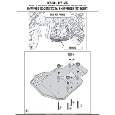 Hliníková kryt motoru Givi/Kappa pro F850GS, F750GS