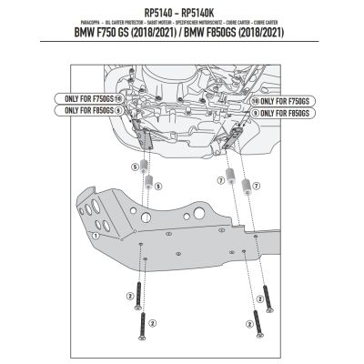 Hliníková kryt motoru Givi/Kappa pro F850GS, F750GS