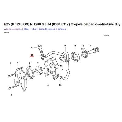 Těsnění pod vypouštěcí šroub v převodovce R1200GS/A 2004-2012, vyp. a nap. šroub kardanu R1150GS/A