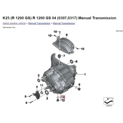 Těsnění pod vypouštěcí šroub v převodovce R1200GS/A 2004-2012, vyp. a nap. šroub kardanu R1150GS/A