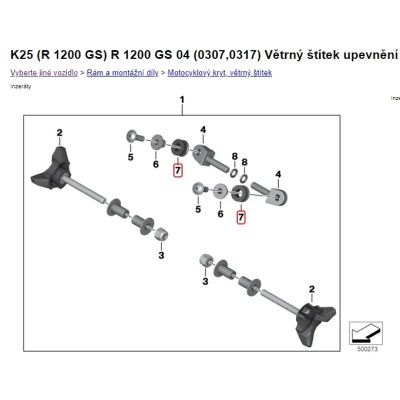 Gumová průchodka šroubu plexi pro R1200GS/A 2004-2013, F800 GS/A, F700GS, F650GS 2008+, G650GS, G310GS