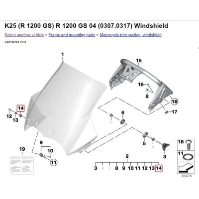 Gumová průchodka šroubu plexi pro R1200GS/A 2004-2013, F800 GS/A, F700GS, F650GS 2008+, G650GS, G310GS