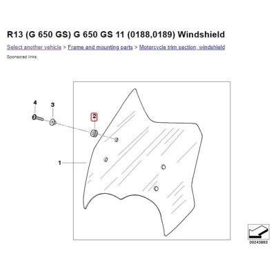 Gumová průchodka šroubu plexi pro R1200GS/A 2004-2013, F800 GS/A, F700GS, F650GS 2008+, G650GS, G310GS