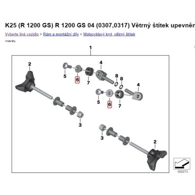 Ocelové pouzdro šroubu plexi pro R1250GS/A, R1200GS/A LC 13-18, R1200GS/A 04-13 F850GS/A, F750GS, F800 GSA, G650GS, G310GS