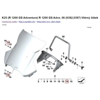 Ocelové pouzdro šroubu plexi pro R1250GS/A, R1200GS/A LC 13-18, R1200GS/A 04-13 F850GS/A, F750GS, F800 GSA, G650GS, G310GS