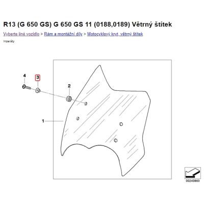 Ocelové pouzdro šroubu plexi pro R1250GS/A, R1200GS/A LC 13-18, R1200GS/A 04-13 F850GS/A, F750GS, F800 GSA, G650GS, G310GS