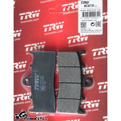 Sada brzdových destiček TRW Lucas MCB736 na přední kotouč pro BMW R1150GS Adventure s brzdiči BMW-Tokico