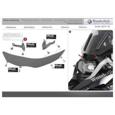 Přední deflektor Wunderlich Ergo nad světlo pro R1250GS/A, R1200GS/A LC 2013-2018, lehce kouřový