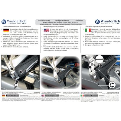 Snížení zadních stupaček Wunderlich o 4cm pro R1250GS/A, R1200GS/A LC 2013-2018