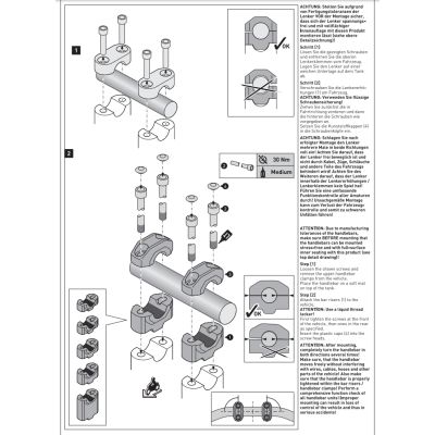 Zvýšení řidítek SW-Motech o 15mm nahoru pro 22mm řídítka, stříbrné