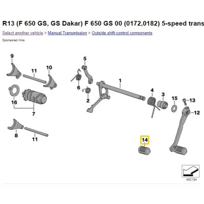 Guma řadičky pro BMW F850GS/A, F750GS, F800GS/A, F700GS, F650GS 2000-2012, G650GS