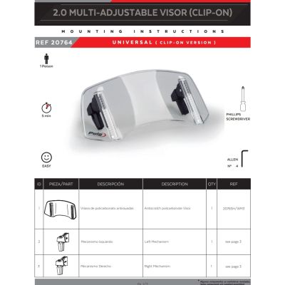 Přídavný nastavitelný deflektor Puig 2.0, čirý