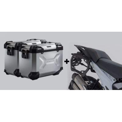 ALU velké boční kufry SW-Motech Trax Adventure + nosiče pro R1300GS 2023+, stříbrné