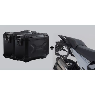 ALU velké boční kufry SW-Motech Trax Adventure + nosiče pro R1300GS 2023+, stříbrné