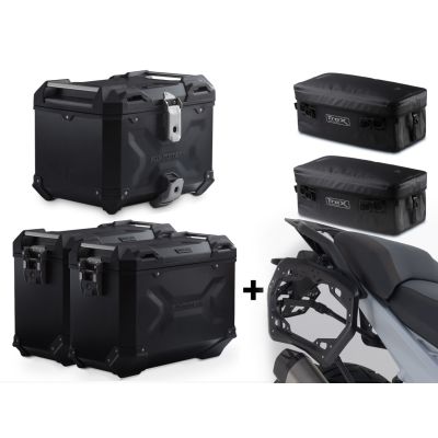 3x ALU kufry SW-Motech Trax Adventure + tašky + nosiče pro R1300GS 2023+, černé
