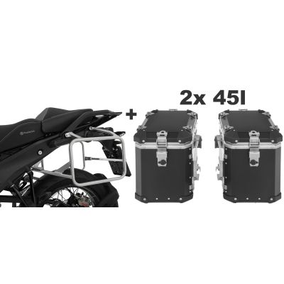 2x 45l ALU velké boční kufry Wunderlich + nosiče pro R1300GS 2023+, černé