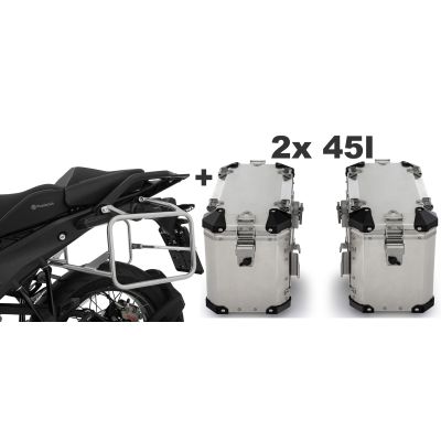 2x 45l ALU velké boční kufry Wunderlich + nosiče pro R1300GS 2023+, stříbrné