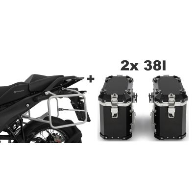2x 38l ALU malé boční kufry Wunderlich + nosiče pro R1300GS 2023+, černé