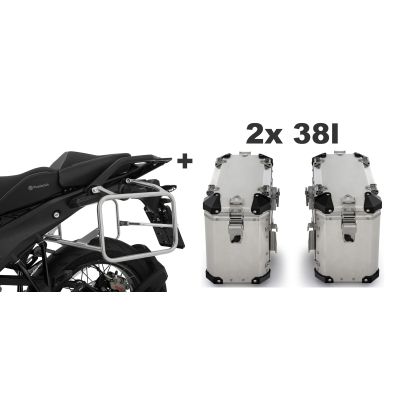 2x 38l ALU malé boční kufry Wunderlich + nosiče pro R1300GS 2023+, stříbrné