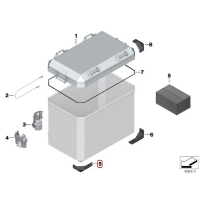 Plastový roh kufru levý spodní (orig. ALU kufry BMW)