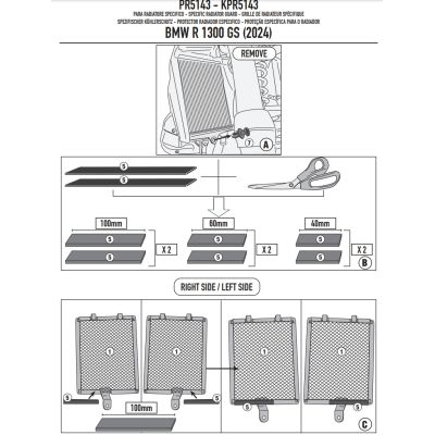 Capacele radiatoarelor Givi/Kappa pentru BMW R1300GS 2023+, negre