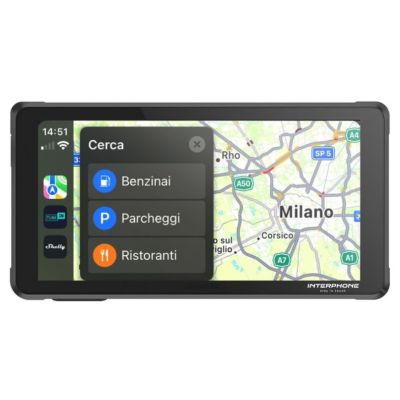 Interphone RideSync – „Apple CarPlay / Android Auto - speglade telefonen.