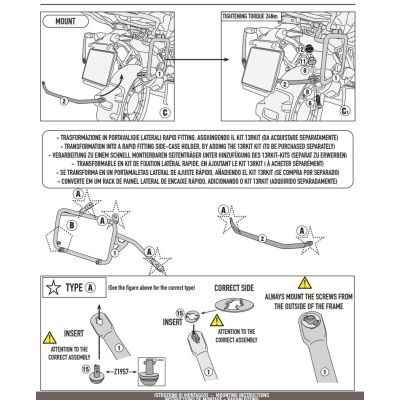 ALU šoninių bagažo dėklų Givi/Kappa laikikliai BMW R1300GS 2023+