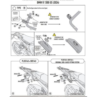 Supporti ALU per valigie laterali Givi/Kappa per BMW R1300GS 2023+