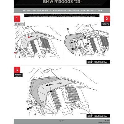 Defletores laterais inferiores Puig para BMW R1300GS 2023+, preto mate.