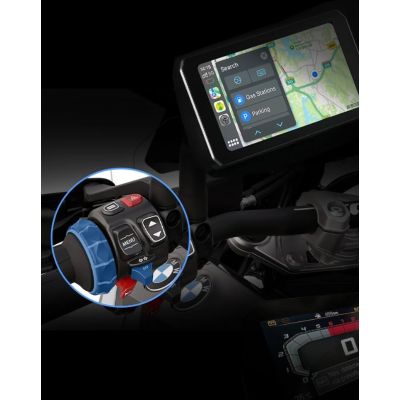 Chigee AIO-5 Play for BMW – „Apple CarPlay / Android Auto - puhelimen peilaus ohjaustangon hallinnasta tuella“