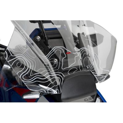 Korkeareunainen Puig 62 cm matkailusuoja BMW R1300GS 2023+ (ACC:llä), kirkas mittakaavasykkeillä