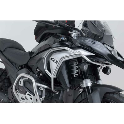 Cadres de chute supérieurs en acier inoxydable SW-Motech pour BMW R1300GS 2023+ (montage avec le crash bar d'origine)