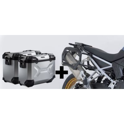 45+37l ALU sivutaskut SW-Motech Trax Adventure + kantajärjestelmät F900GS 2024+, hopeiset