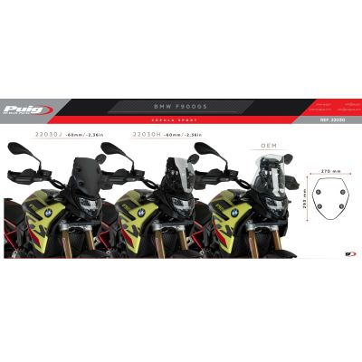 Плексиглас Puig Sport 29см за BMW F900GS 2023+, матово черен