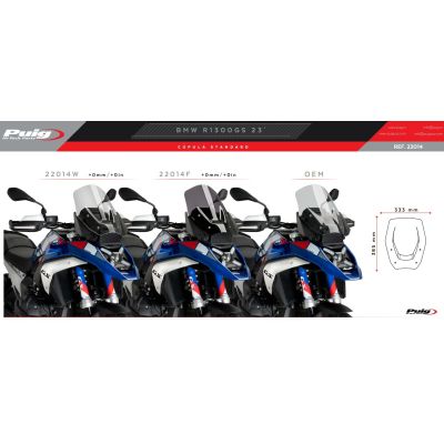 Стандартно стъкло Puig 38cm за BMW R1300GS/A 2023+ (с ACC), тъмен дим