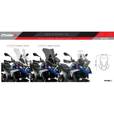 Vysoké cestovné plexi Puig 68cm pre BMW R1300GS/A 2023+ (bez ACC), číre