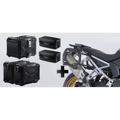 3x ALU-Koffer SW-Motech Trax Adventure + Kofferträger + Taschen für F900GS 2024+, schwarz
