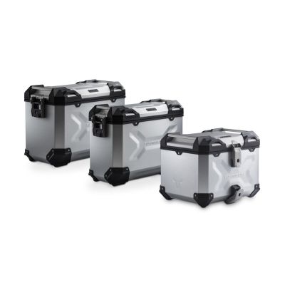 3x kufry ALU SW-Motech Trax Adventure + nosiče + torby do F900GS 2024+, srebrne